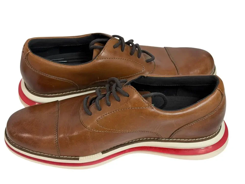 Cole Haan OriginalGrand Shoes Mens Size 9 Brown Leather Derby Dress Cap Toe